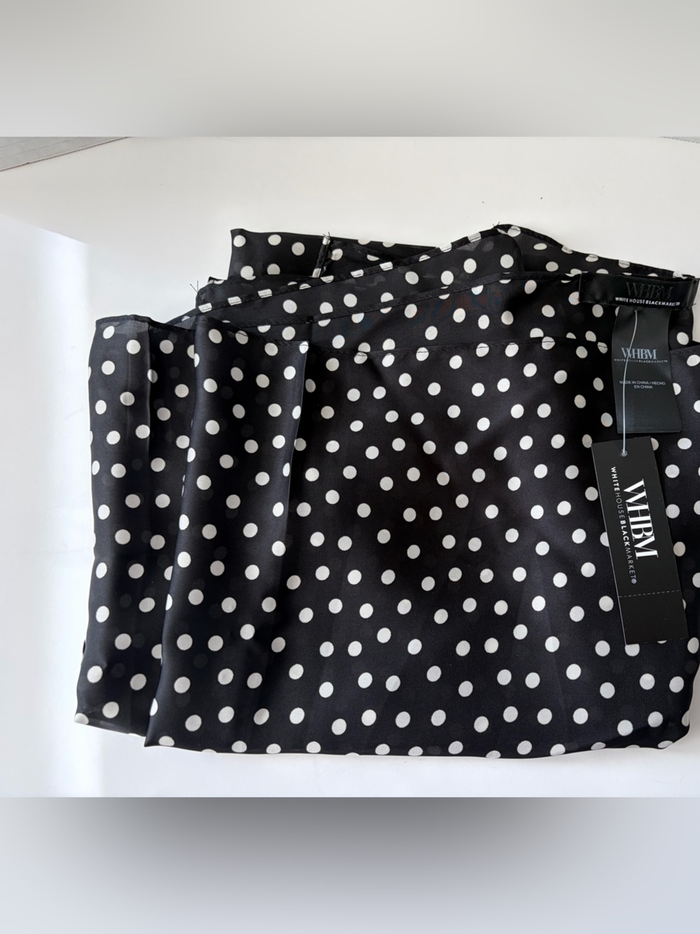 White House Black Market black polka dot scarf NWT